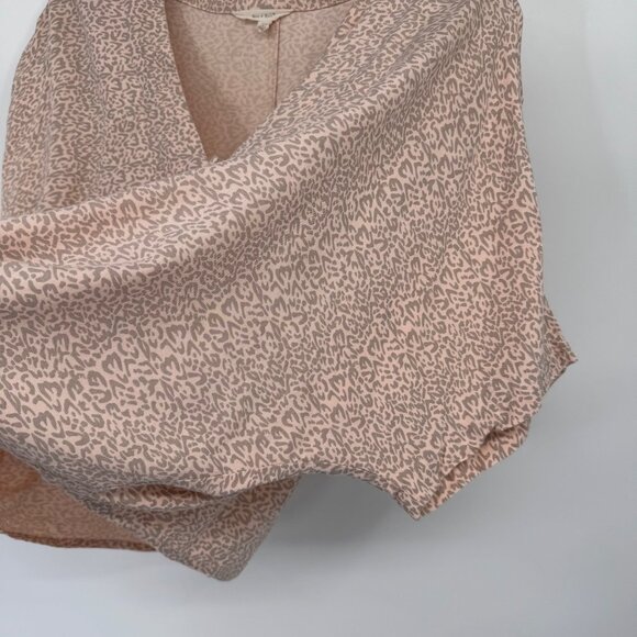 Sim & Sam Womens beige Pink Leopard Print Top V-Neck Tie-Front Size Large Rayon - Picture 4 of 12